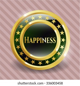 Happiness gold shiny badge