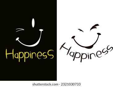 happiness Graffiti slogan, outline melting face drawings vector, smile illustration design graphics tshirt prints, urban Graffiti street art style smile black and white