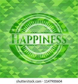 Happiness green emblem. Mosaic background