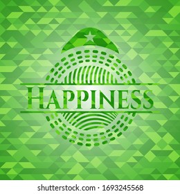 Happiness green emblem. Mosaic background. Vector Illustration. Detailed.