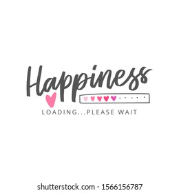 Happiness hand drawn lettering slogan for t-shirt, clothes, card, stickers. Modern love typography inspirational phrase.