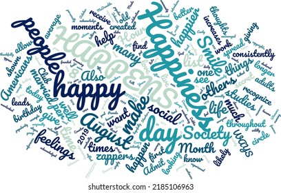La Felicidad Ocurre El Día 8 De Agosto Nube De Palabras En El Vector Arte Creativo Colorido De La Espalda Blanca