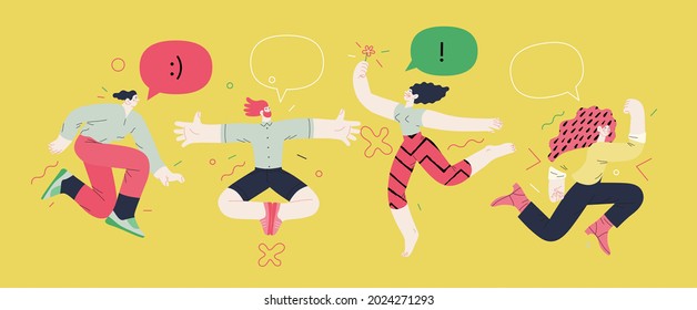 Happiness - happy people jumping in the air cheerfully