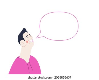 Happiness - happy smiling young man portrait. Modern flat vector concept illustration of a speaking happy person. Feeling and emotion concept.