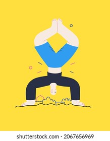 Happiness - happy young man jumping in the air cheerfully. Modern flat vector concept illustration of a happy jumping and dancing person. Feeling and emotion concept.