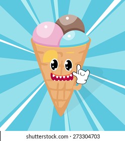 Happiness Ice cream vector illustration.