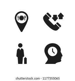 happiness icon. 4 happiness vector icons set. restaurant pin, phone calls and profile icons for web and design about happiness theme