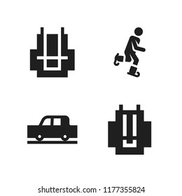 happiness icon. 4 happiness vector icons set. ice skate, car and backpack icons for web and design about happiness theme