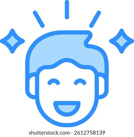 Happiness Icon Blue Color Vector Illustration