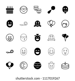 Happiness icon. collection of 25 happiness filled and outline icons such as beanbag, cool emot in sunglasses, balloon. editable happiness icons for web and mobile.