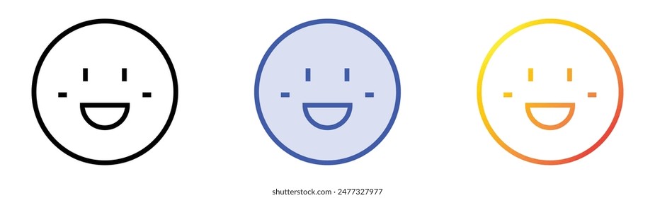 happiness icon. Linear, Blue Fill and Gradient Style Design Isolated On White Background