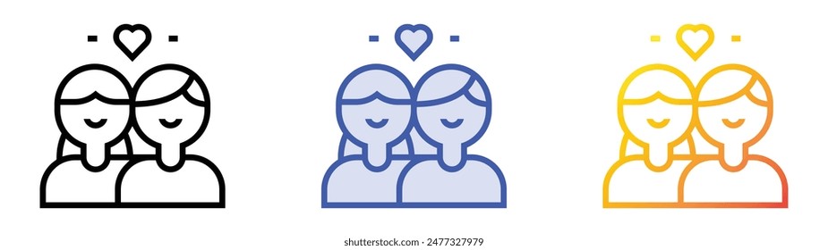 happiness icon. Linear, Blue Fill and Gradient Style Design Isolated On White Background