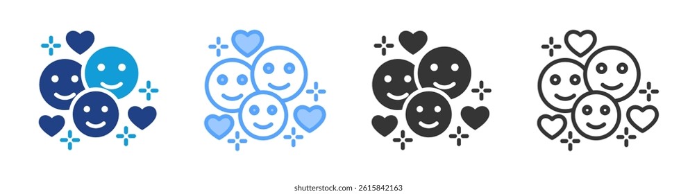 Happiness icon set multiple style collection