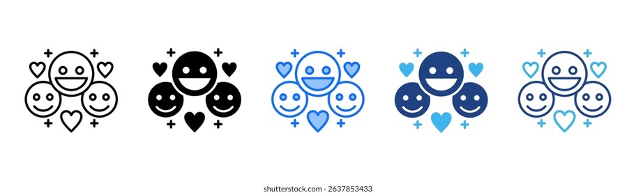 Happiness Icon Set With Multiple Style For Design