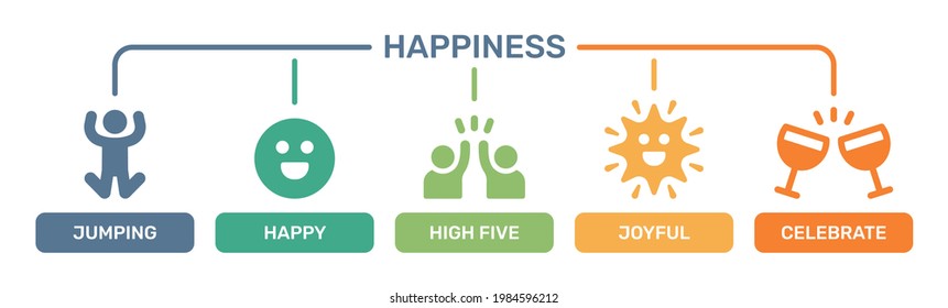 Happiness icon set. Vector illustration