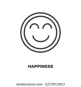 happiness icon. Thin line happiness icon from startup and strategy collection. Outline vector isolated on white background. Editable happiness symbol can be used web and mobile