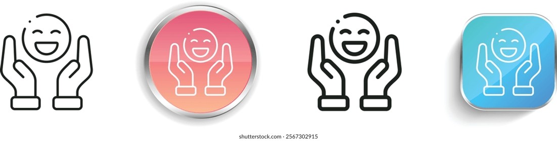happiness icon. Thin Linear, Regular and Button Style Design Isolated On White Background