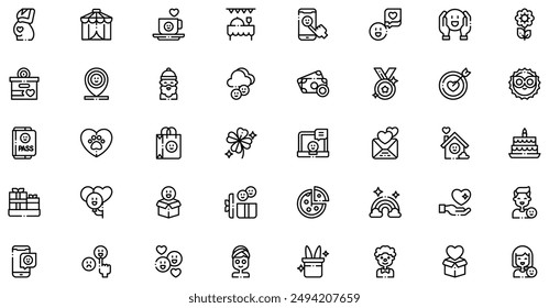 Happiness Icons collection is a vector illustration with editable stroke, offering versatility and customization. Perfect for various design needs, it includes high-quality graphics.