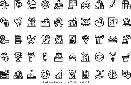 Happiness icons High-Quality Vector Icons Collection with Editable Stroke. Ideal for Professional and Creative Projects