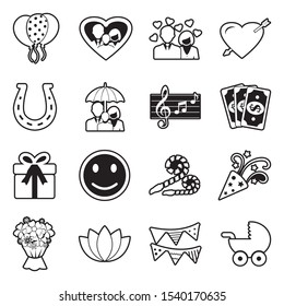 Happiness Icons. Line With Fill Design. Vector Illustration.