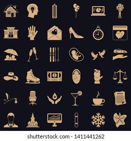 Happiness icons set. Simple style of 36 happiness vector icons for web for any design