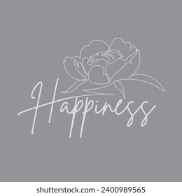 Happiness illustration typography slogan with flower for t shirt printing, tee graphic design. 