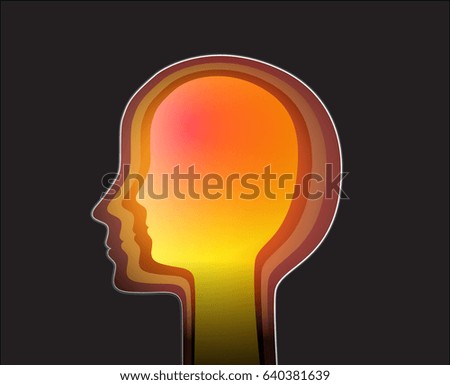 happiness inside, profile of human with bright color inside, vector