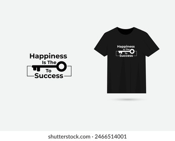 La felicidad es la clave del éxito en el diseño de camisetas tipográficas. Diseño de camiseta de citas motivacionales. La felicidad es la clave del éxito, un Vector tipográfico. Negocio de camisetas. Ropa.