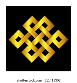 Happiness knot. Vector isolated sketch on black background. 
