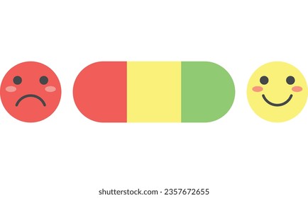 Happiness level vector illustration. Happiness and sadness meter. Sad and happy face.