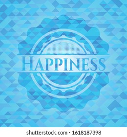 Happiness light blue emblem. Mosaic background