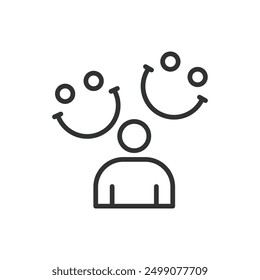 Happiness, in line design. happiness, joy, smile, positive, happy, wellbeing, cheerful on white background vector. For the theme Happiness editable stroke icon.