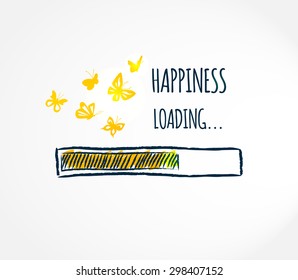 Happiness loading concept. Progress bar design. Vector illustration. 