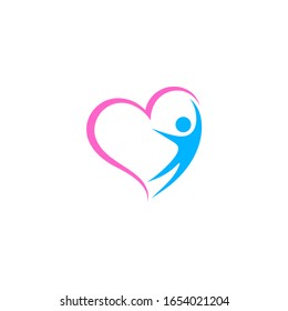 Happiness and love logo concept with  human and heart shape.