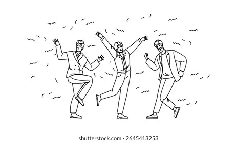 happiness man confetti vector. event colorful, excitement surprise, decoration entertainment happiness man confetti character. people black line pencil drawing illustration
