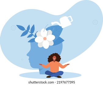 Happiness Meditation Treatment Self Knowledge.Vector illustration.