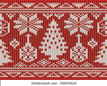 Happiness Merry Christmas knitted seamless background, vector illustration