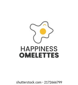 happiness omlet logo. omelet logo with happy eyes