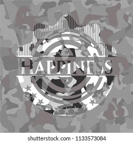 Happiness on grey camouflage pattern