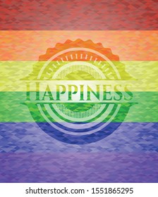 Happiness on mosaic background with the colors of the LGBT flag