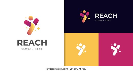 happiness people reach logo icon design. initial letter y people logo symbol. abstract young achievement element