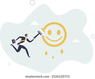 Happiness and positive thinking, optimism or motivation to live happy life concept,flat design with people.