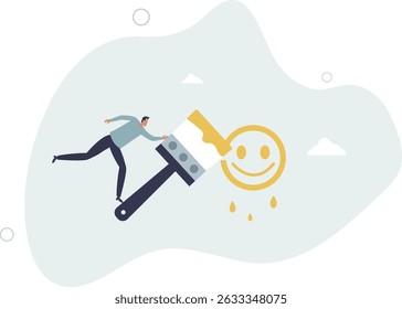 Happiness and positive thinking, optimism or motivation to live happy life concept. character life .
