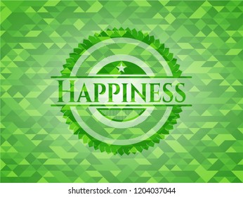 Happiness realistic green emblem. Mosaic background