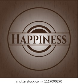 Happiness realistic wooden emblem