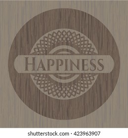 Happiness realistic wooden emblem