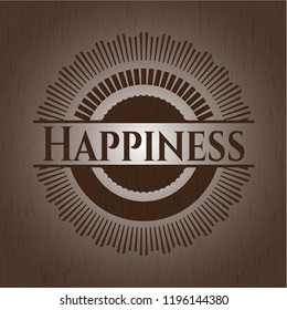 Happiness retro wood emblem