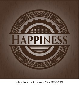 Happiness retro wooden emblem