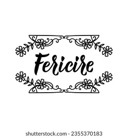 Happiness in Romanian language. Lettering. Ink illustration. Modern brush calligraphy.