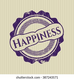 Happiness rubber grunge seal